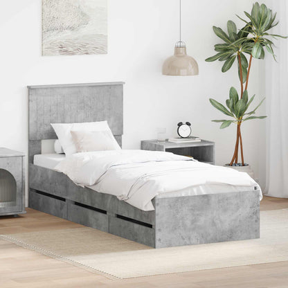 Struttura del letto con cassetto Grigio cemento 75 x 190 cm