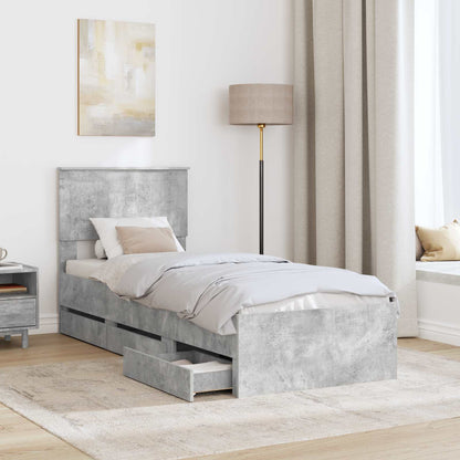 Struttura del letto con cassetto Grigio cemento 75 x 190 cm