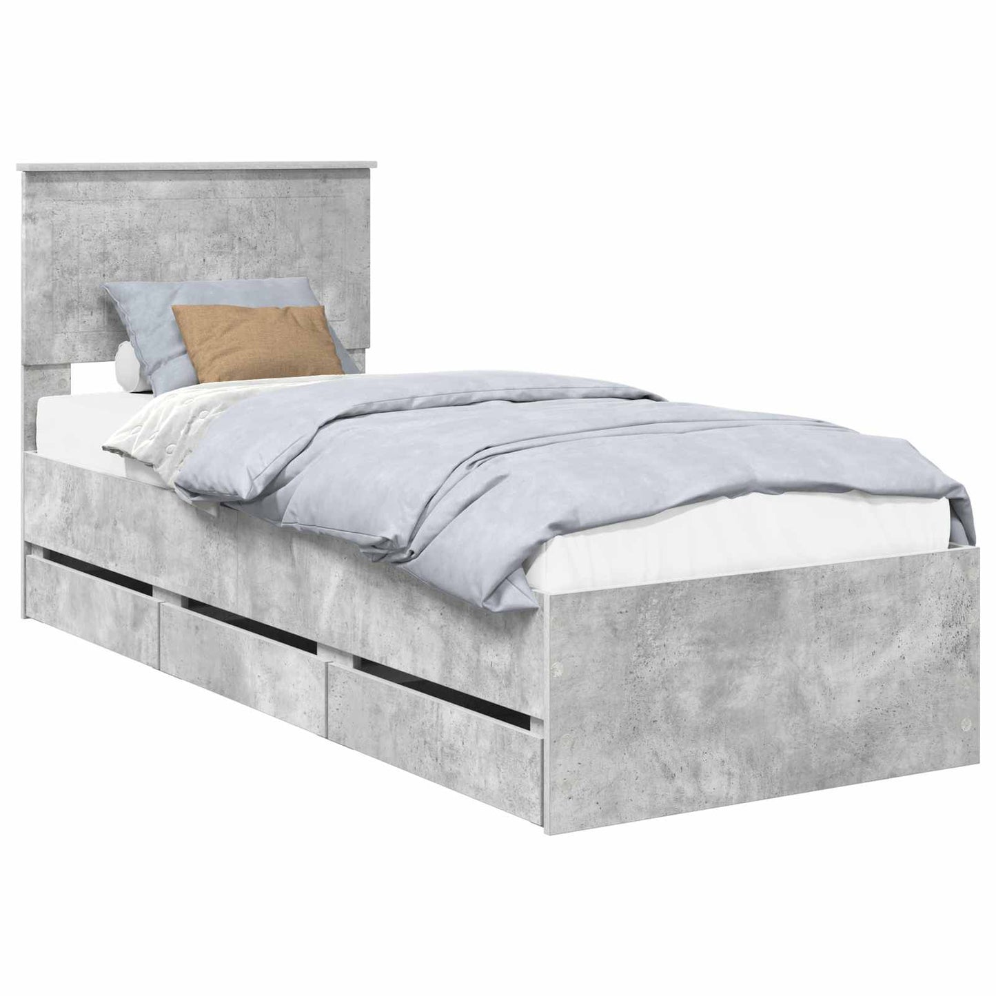 Struttura del letto con cassetto Grigio cemento 75 x 190 cm