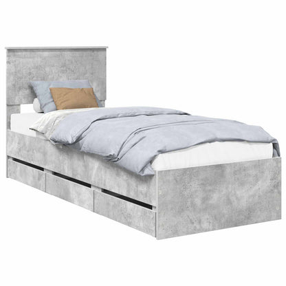 Struttura del letto con cassetto Grigio cemento 75 x 190 cm