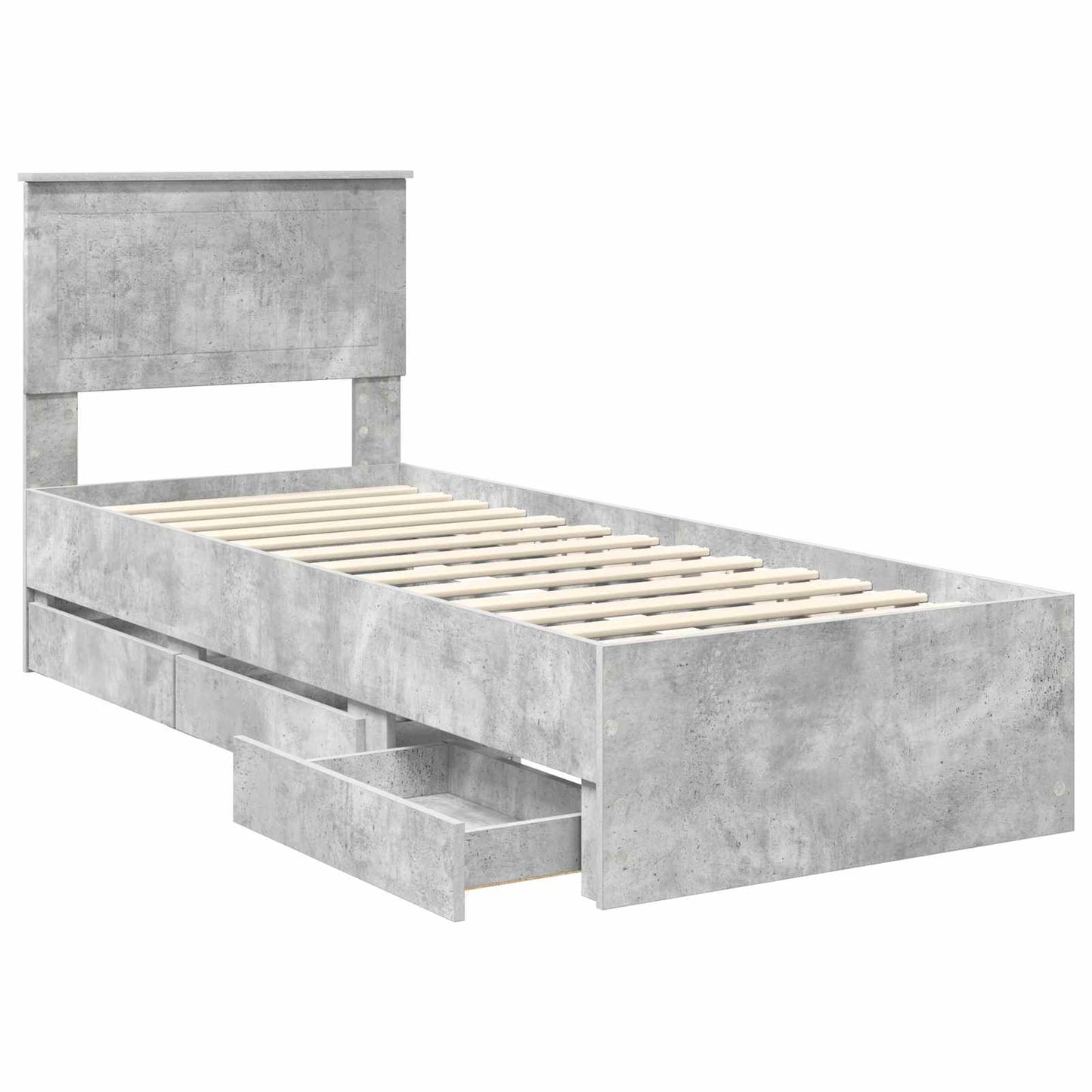 Struttura del letto con cassetto Grigio cemento 75 x 190 cm