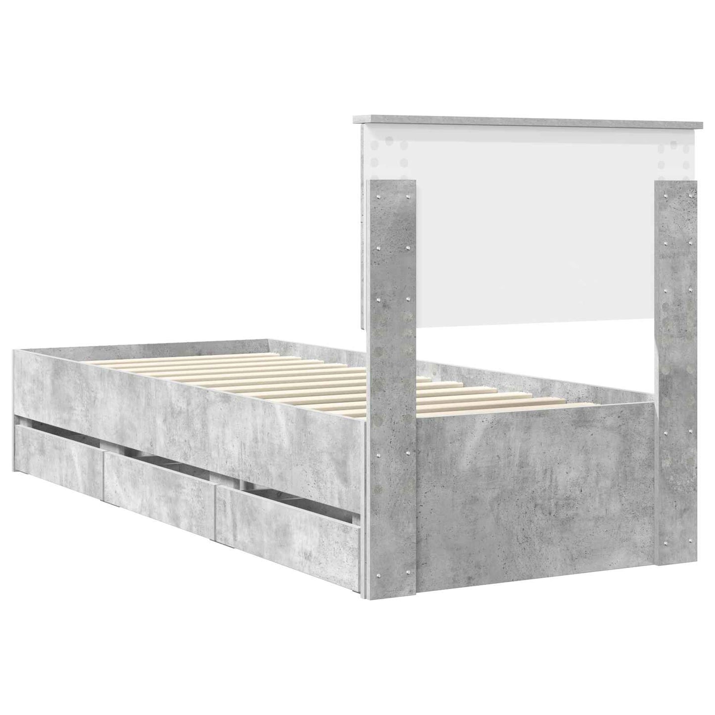 Struttura del letto con cassetto Grigio cemento 75 x 190 cm | homemem39