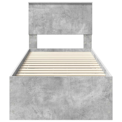 Struttura del letto con cassetto Grigio cemento 75 x 190 cm