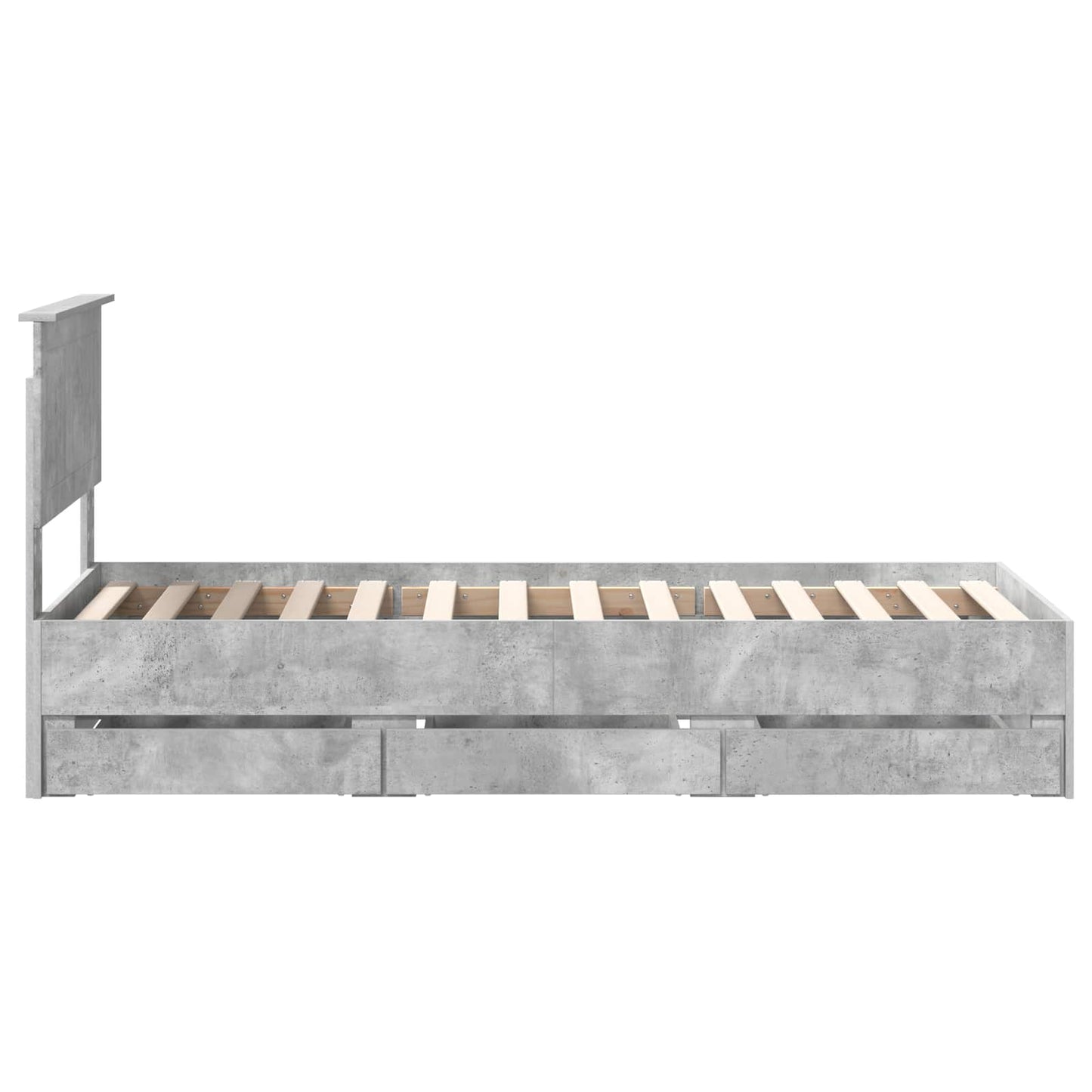 Struttura del letto con cassetto Grigio cemento 75 x 190 cm