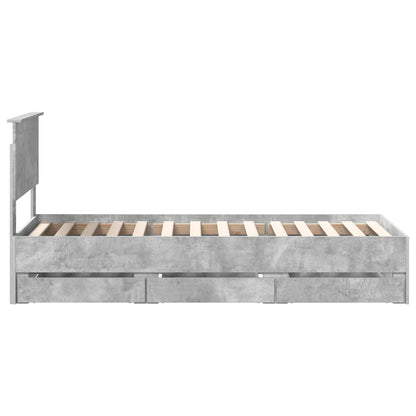 Struttura del letto con cassetto Grigio cemento 75 x 190 cm