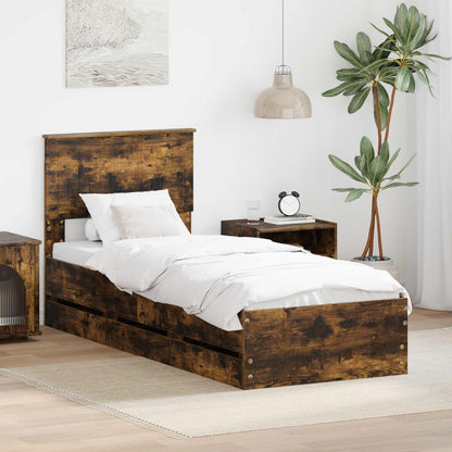 Struttura del letto con cassetto Rovere fumé 75 x 190 cm | homemem39