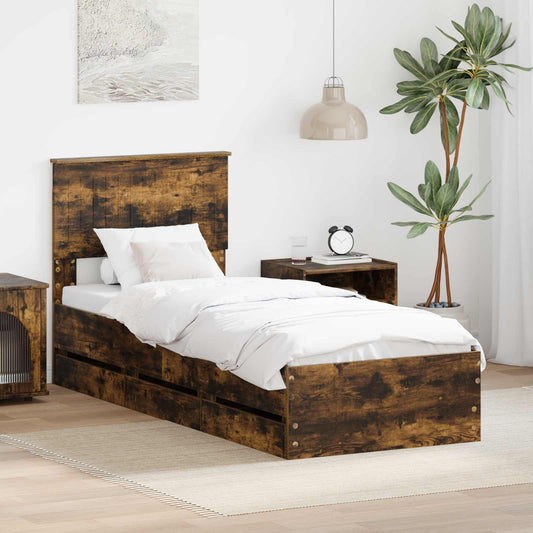 Struttura del letto con cassetto Rovere fumé 75 x 190 cm | homemem39
