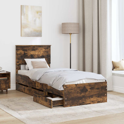 Struttura del letto con cassetto Rovere fumé 75 x 190 cm | homemem39