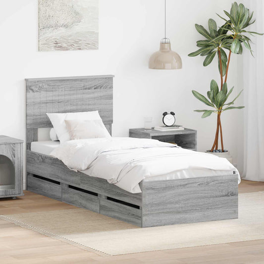 Struttura del letto con cassetto Grigio Sonoma 75 x 190 cm