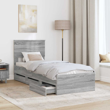 Struttura del letto con cassetto Grigio Sonoma 75 x 190 cm