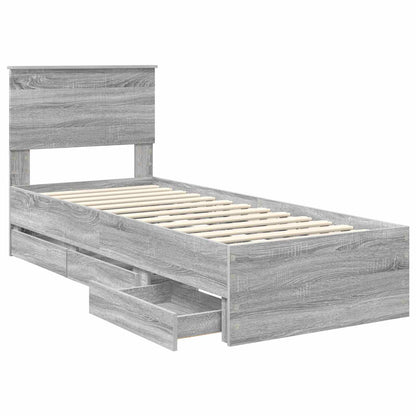 Struttura del letto con cassetto Grigio Sonoma 75 x 190 cm