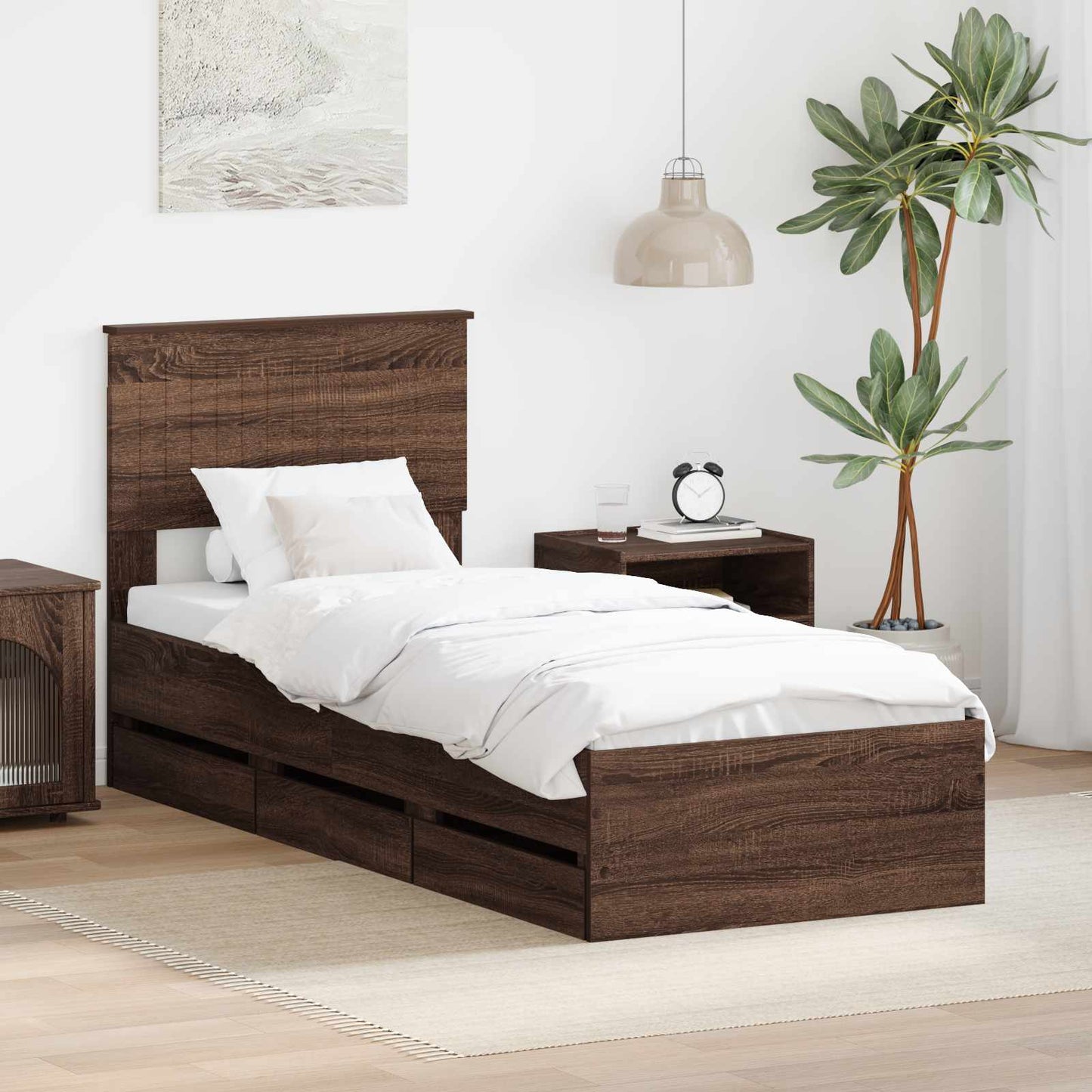 Struttura del letto con cassetto Rovere Marrone 75 x 190 cm