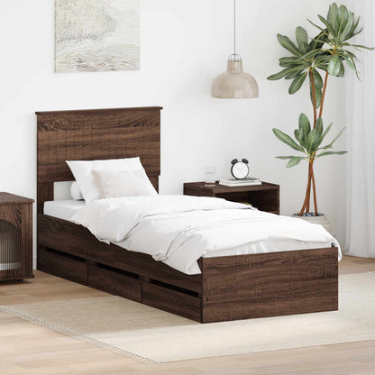 Struttura del letto con cassetto Rovere Marrone 75 x 190 cm