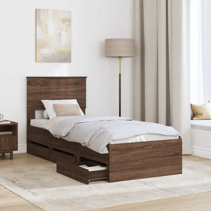 Struttura del letto con cassetto Rovere Marrone 75 x 190 cm