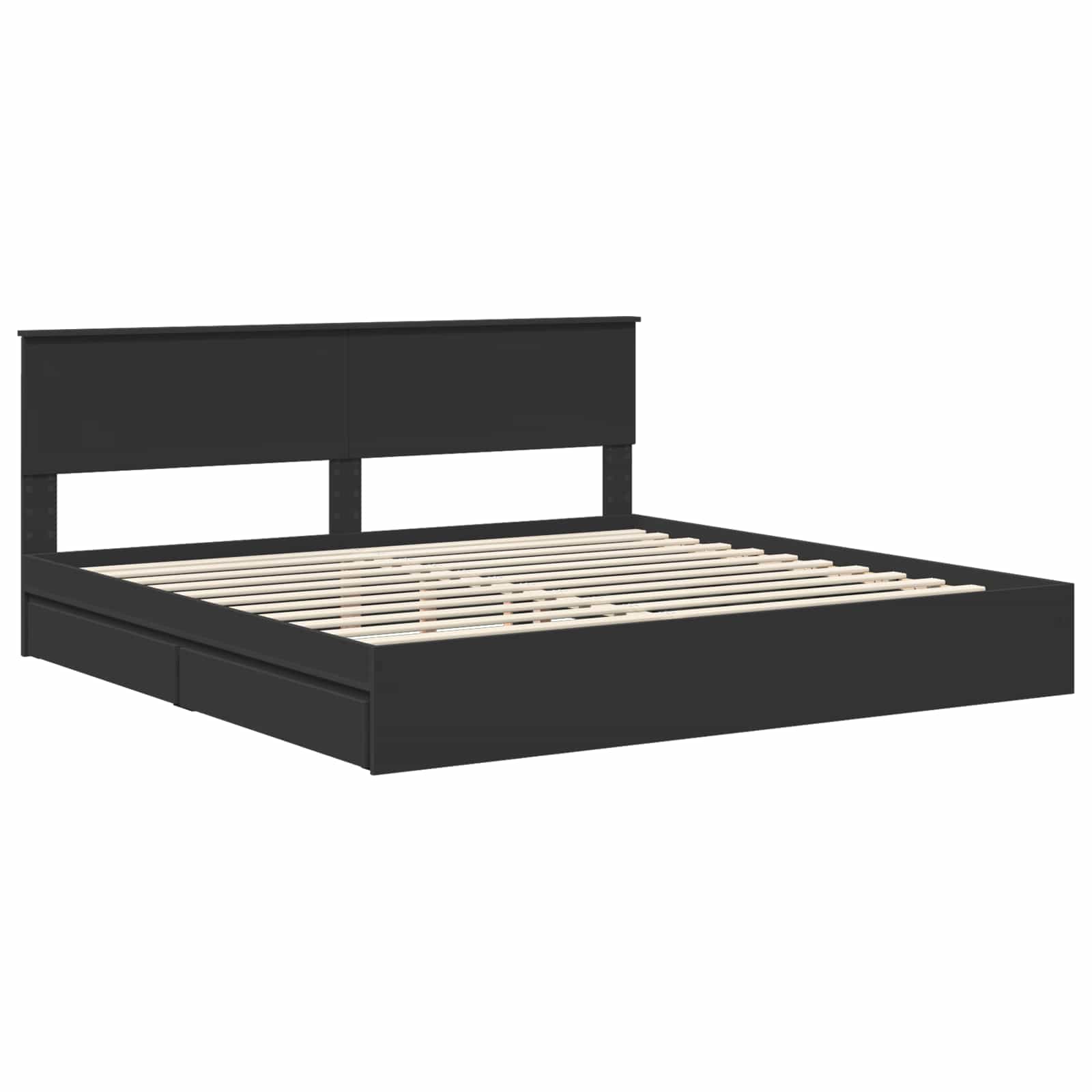Letto con Contenitore Nero 200 x 200 cm Legno multistrato | homemem39