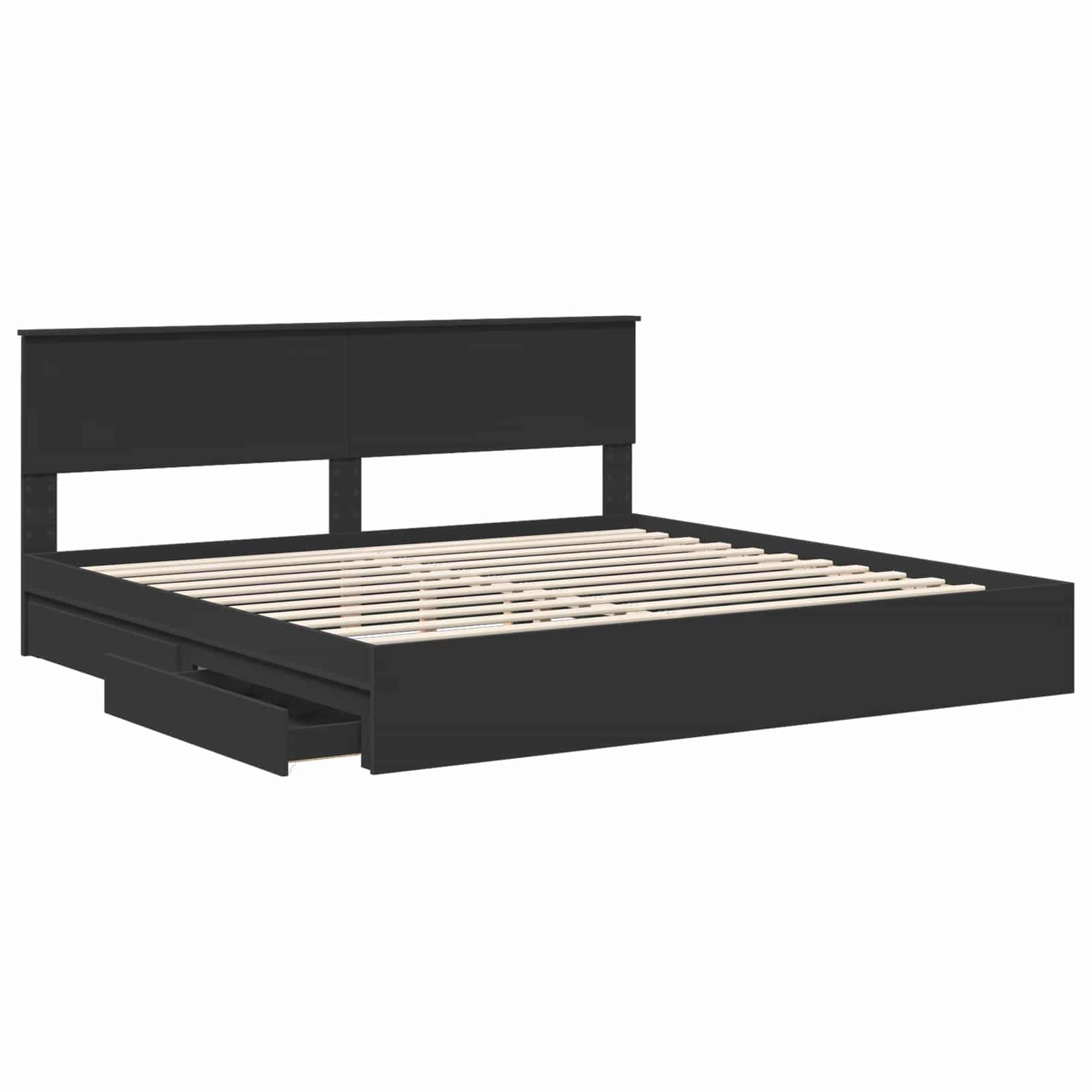 Letto con Contenitore Nero 200 x 200 cm Legno multistrato | homemem39