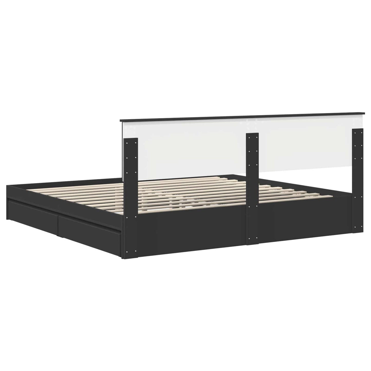 Letto con Contenitore Nero 200 x 200 cm Legno multistrato | homemem39