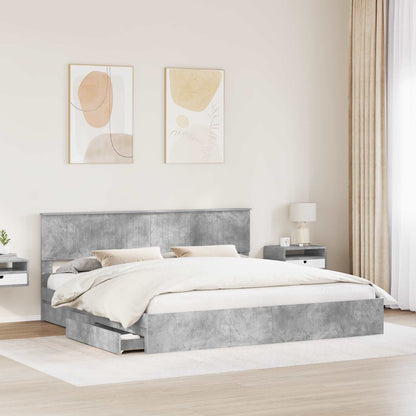 Letto con Contenitore con testiera Grigio cemento 200 x 200 cm | homemem39