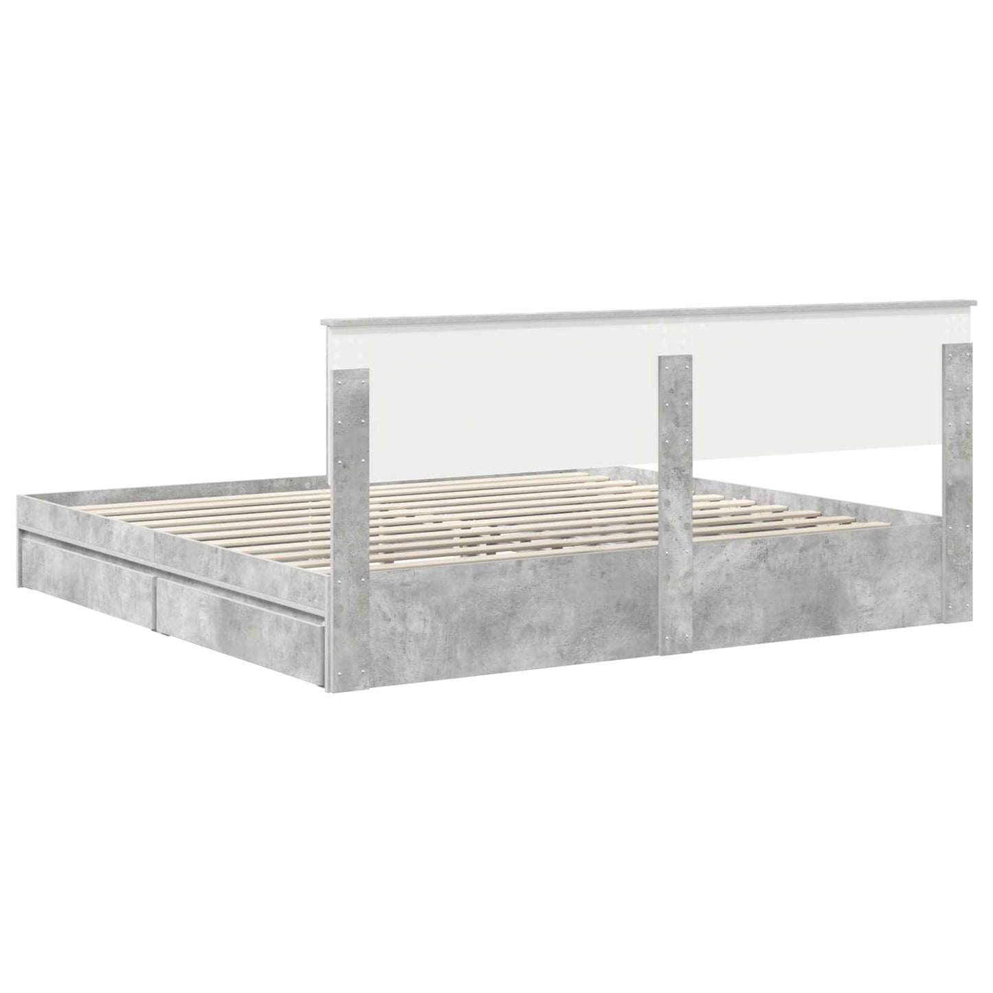Letto con Contenitore con testiera Grigio cemento 200 x 200 cm | homemem39