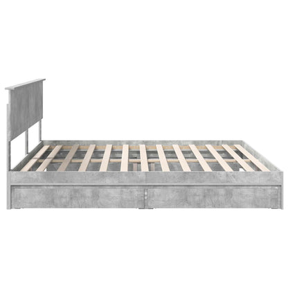 Letto con Contenitore con testiera Grigio cemento 200 x 200 cm | homemem39