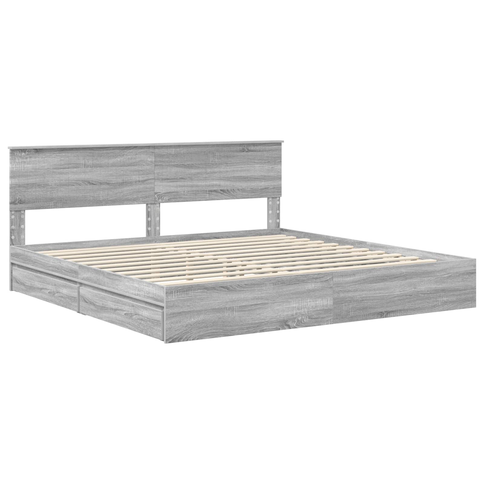 Letto con Contenitore con testiera Grigio Sonoma 200 x 200 cm | homemem39