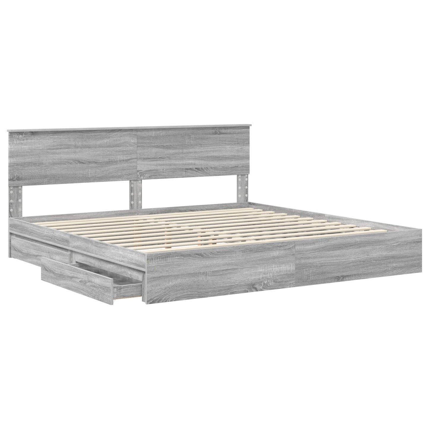 Letto con Contenitore con testiera Grigio Sonoma 200 x 200 cm | homemem39