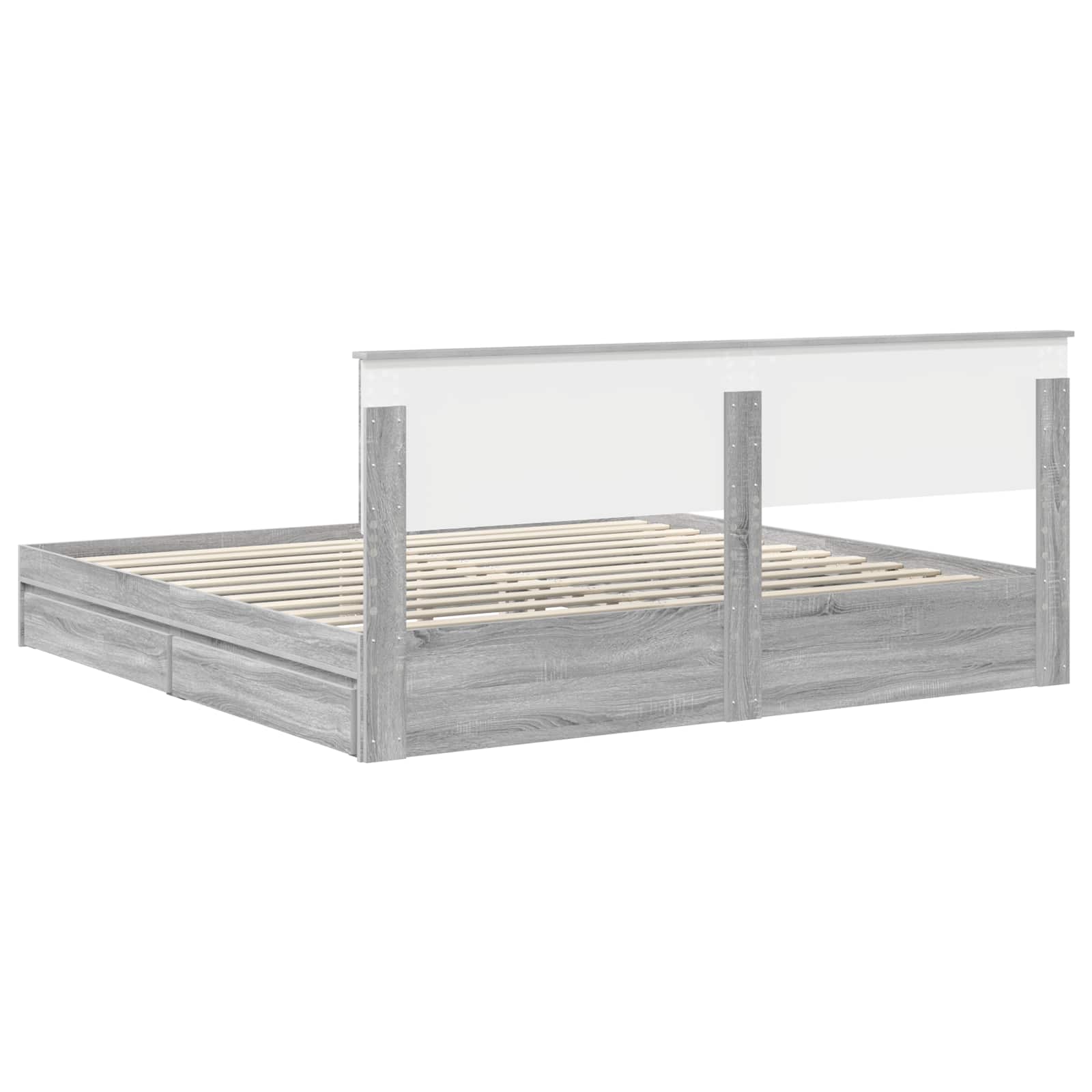 Letto con Contenitore con testiera Grigio Sonoma 200 x 200 cm | homemem39
