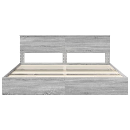Letto con Contenitore con testiera Grigio Sonoma 200 x 200 cm | homemem39