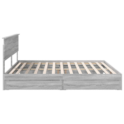 Letto con Contenitore con testiera Grigio Sonoma 200 x 200 cm | homemem39