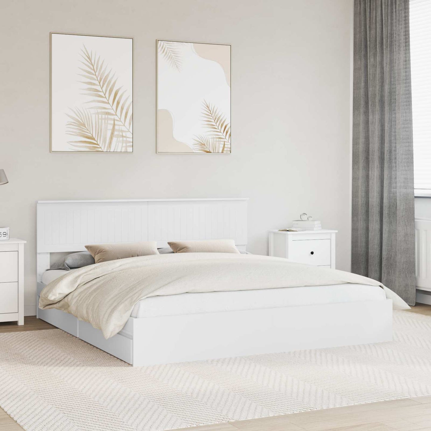 Letto con Contenitore Bianco 180 x 200 cm Legno multistrato | homemem39