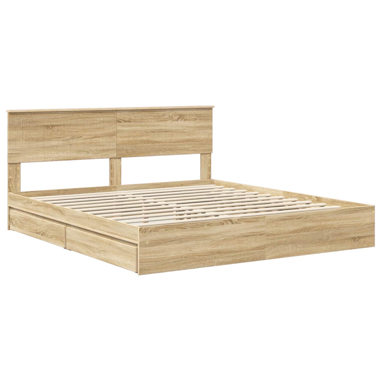 Letto con Contenitore con testiera Rovere Sonoma 180 x 200 cm | homemem39