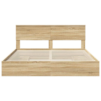 Letto con Contenitore con testiera Rovere Sonoma 180 x 200 cm | homemem39