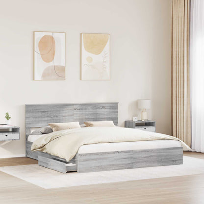 Letto con Contenitore con testiera Grigio Sonoma 180 x 200 cm | homemem39