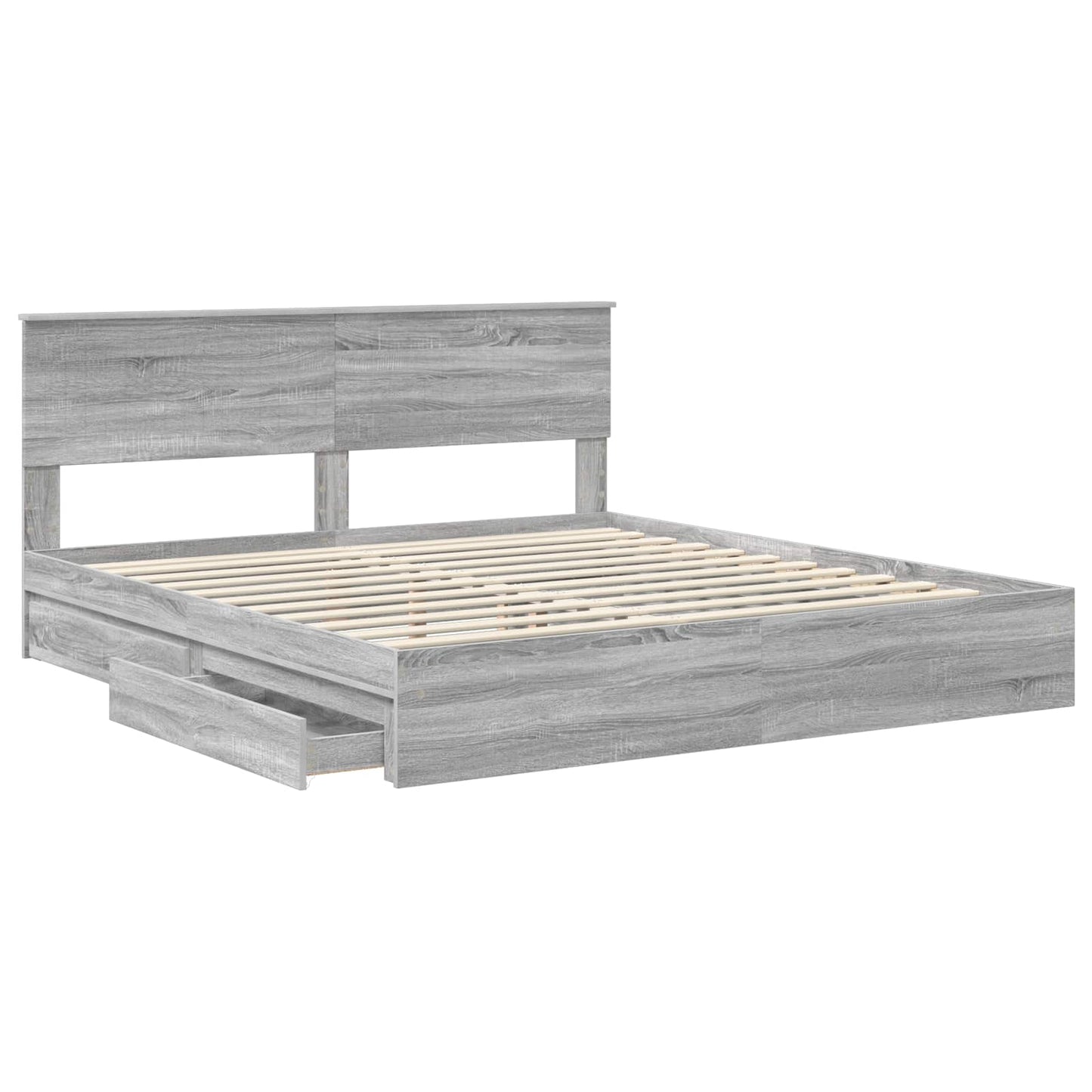 Letto con Contenitore con testiera Grigio Sonoma 180 x 200 cm | homemem39