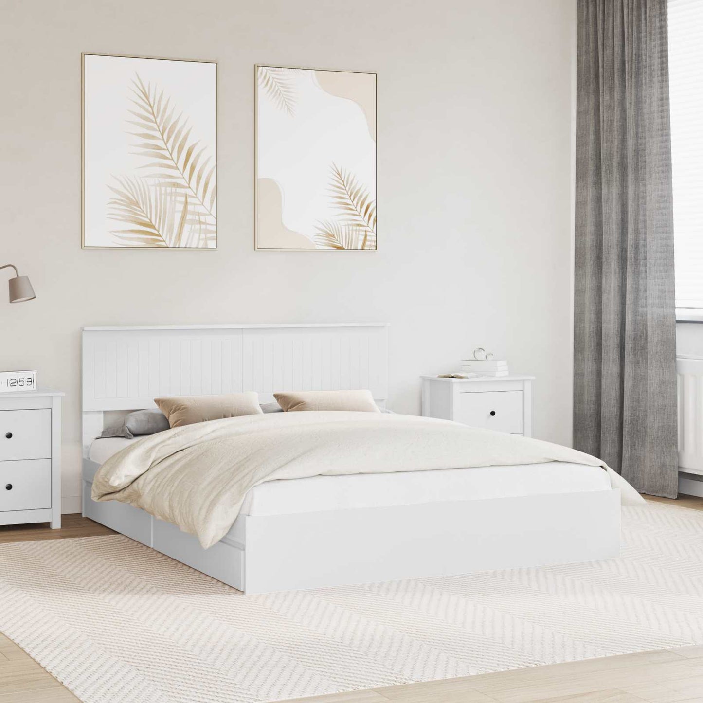 Letto con Contenitore Bianco 160 x 200 cm Legno multistrato | homemem39