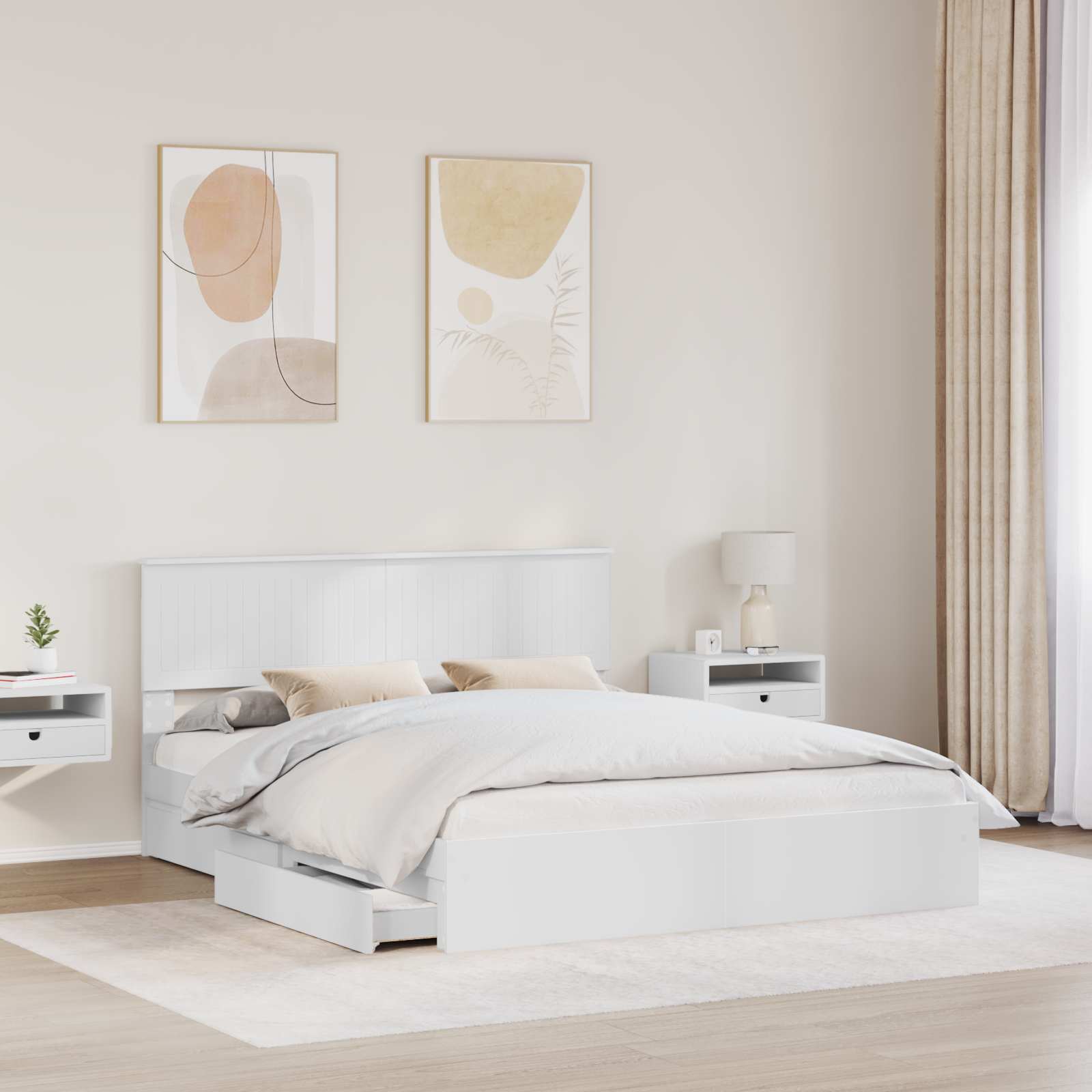 Letto con Contenitore Bianco 160 x 200 cm Legno multistrato | homemem39