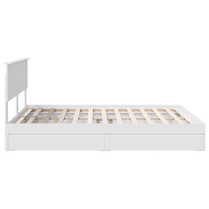 Letto con Contenitore Bianco 160 x 200 cm Legno multistrato | homemem39