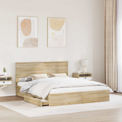 Letto con Contenitore con testiera Rovere Sonoma 160 x 200 cm | homemem39