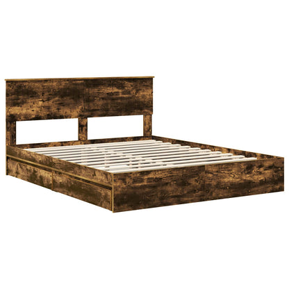 Letto con Contenitore con testiera Rovere fumé 160 x 200 cm | homemem39