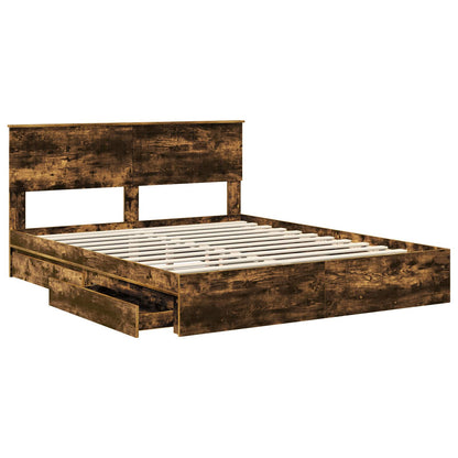 Letto con Contenitore con testiera Rovere fumé 160 x 200 cm | homemem39