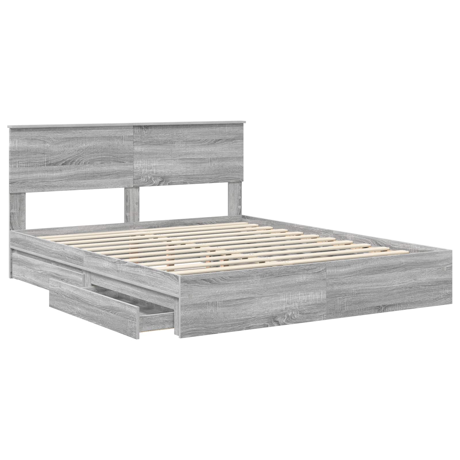 Letto con Contenitore con testiera Grigio Sonoma 160 x 200 cm | homemem39