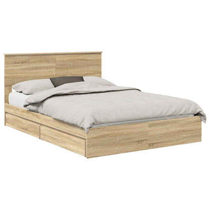 Letto con Contenitore con testiera Rovere Sonoma 140 x 200 cm | homemem39