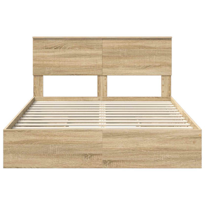 Letto con Contenitore con testiera Rovere Sonoma 140 x 200 cm | homemem39