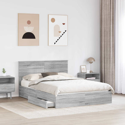 Letto con Contenitore con testiera Grigio Sonoma 140 x 200 cm | homemem39