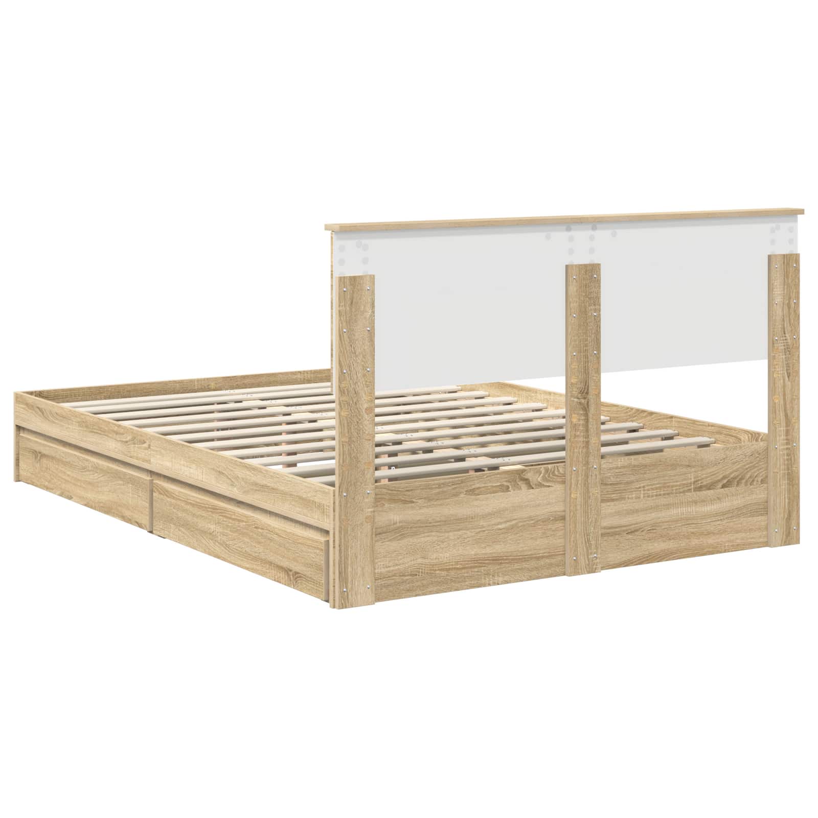 Letto con Contenitore con testiera Rovere Sonoma 140 x 190 cm | homemem39