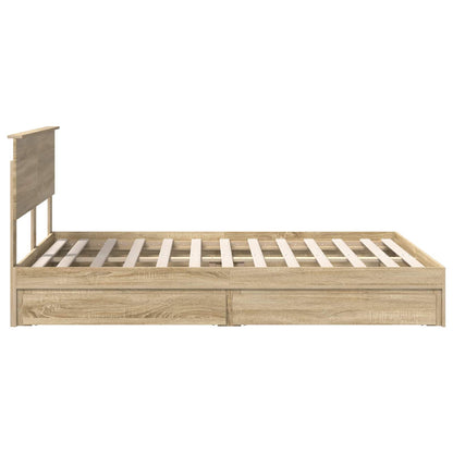 Letto con Contenitore con testiera Rovere Sonoma 140 x 190 cm | homemem39