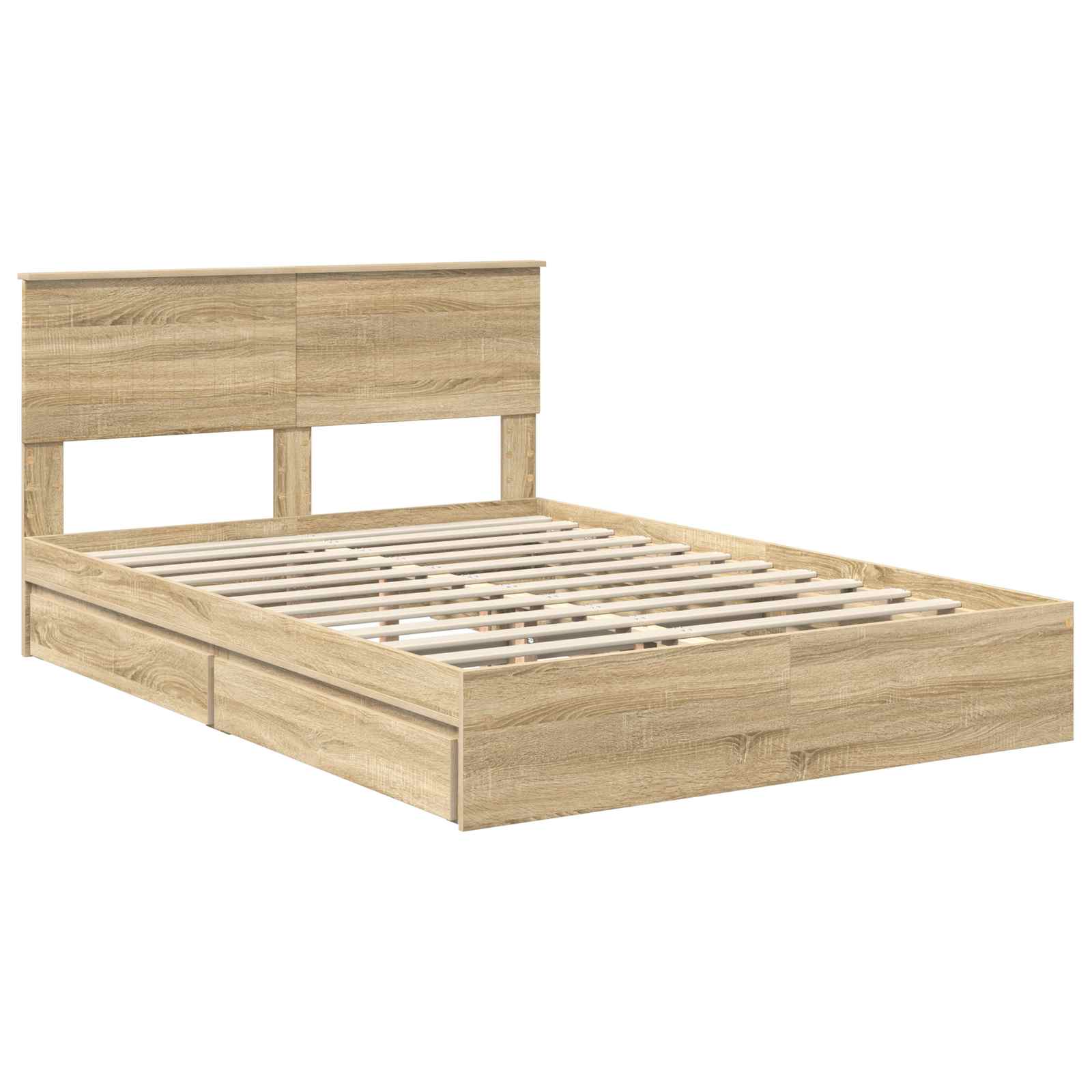 Letto con Contenitore con testiera Rovere Sonoma 135 x 190 cm | homemem39