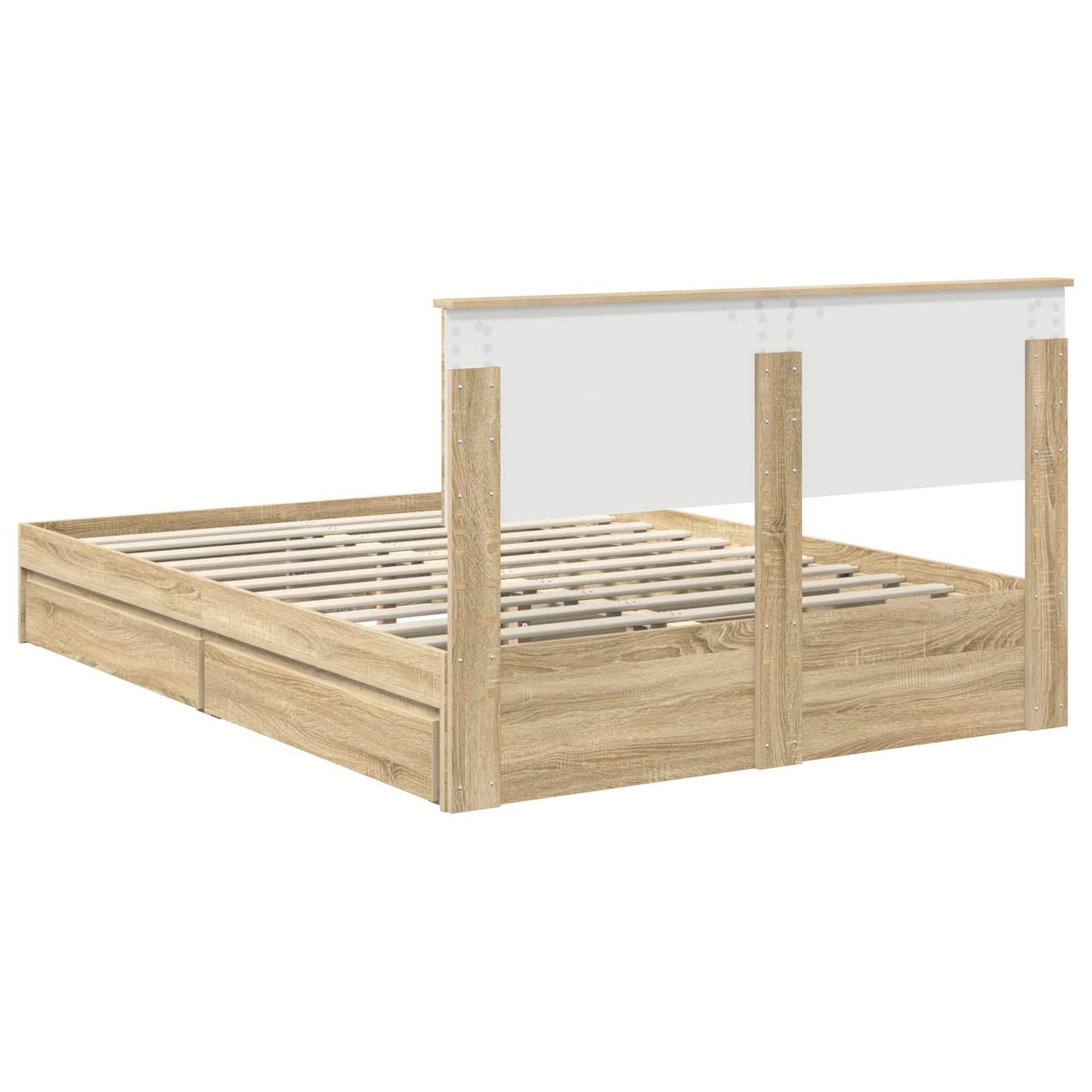 Letto con Contenitore con testiera Rovere Sonoma 135 x 190 cm | homemem39