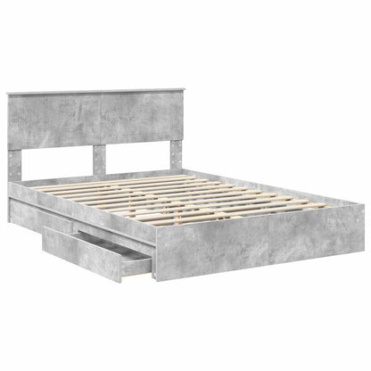 Letto con Contenitore con testiera Grigio cemento 135 x 190 cm | homemem39