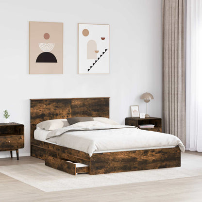 Letto con Contenitore con testiera Rovere fumé 135 x 190 cm | homemem39